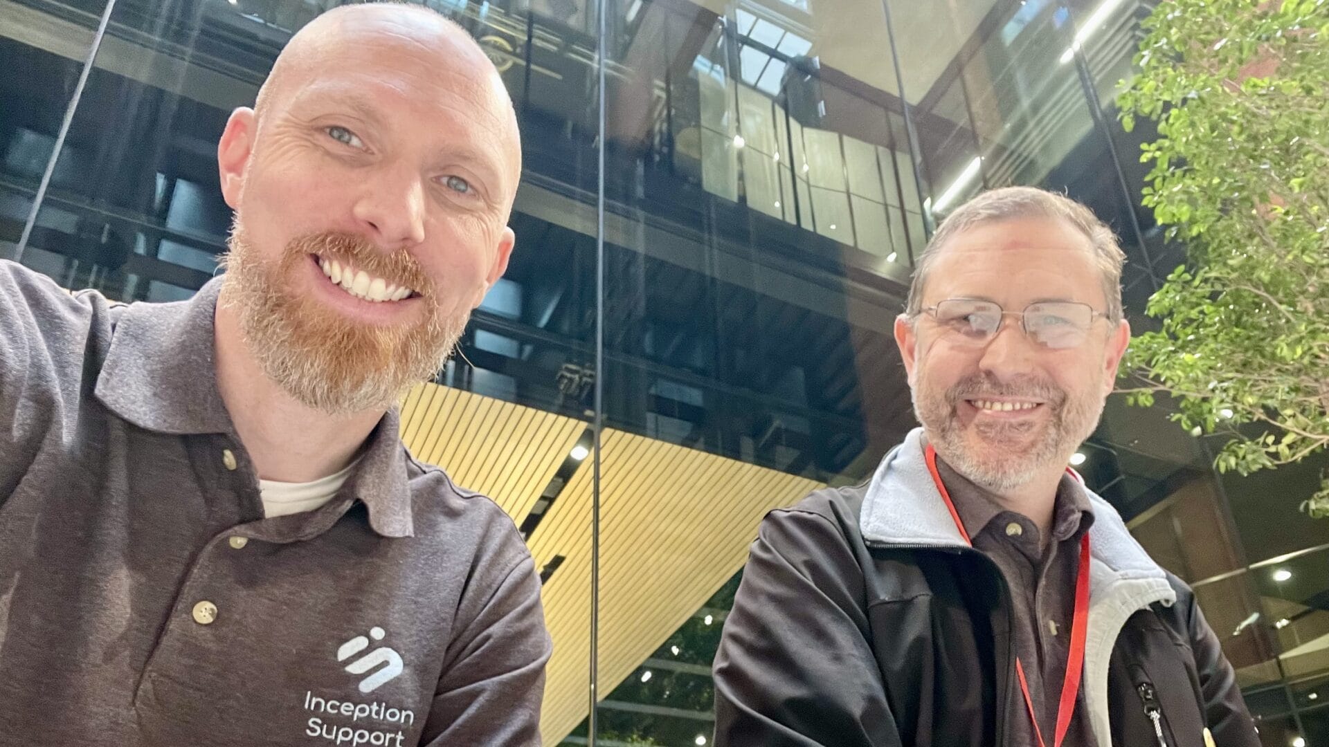 James and Paul in the lobby at Apple HQ